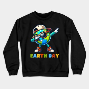 Earth Day 2024 Funny Earth Day Kids Toddler Girls Boys Dab Crewneck Sweatshirt